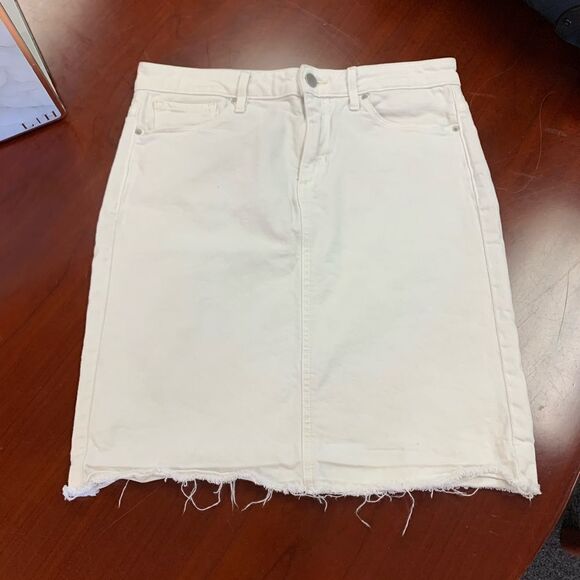 Calvin Klein Raw Hem White Denim Skirt 28” - Picture 1 of 4